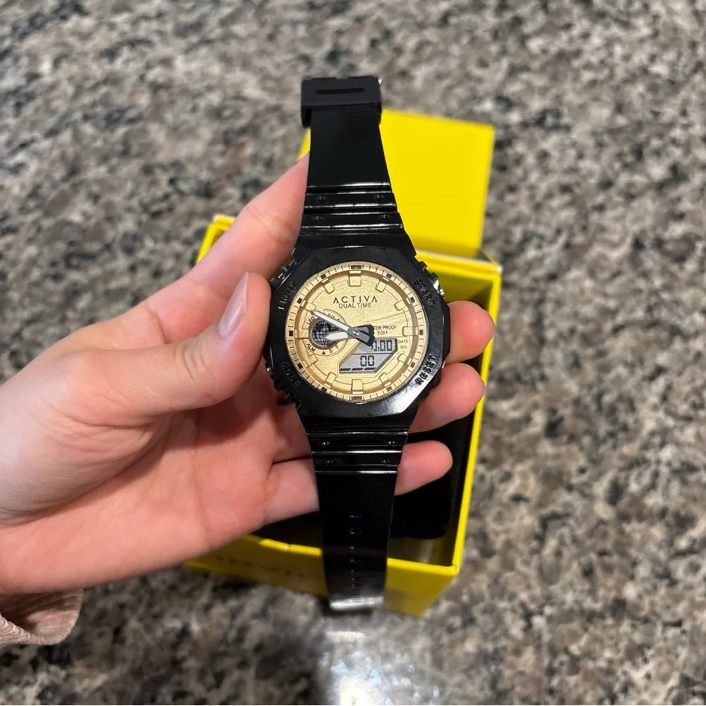 Activa Recon X Invicta Black Gold Digital Unisex Watch - 45.5mm